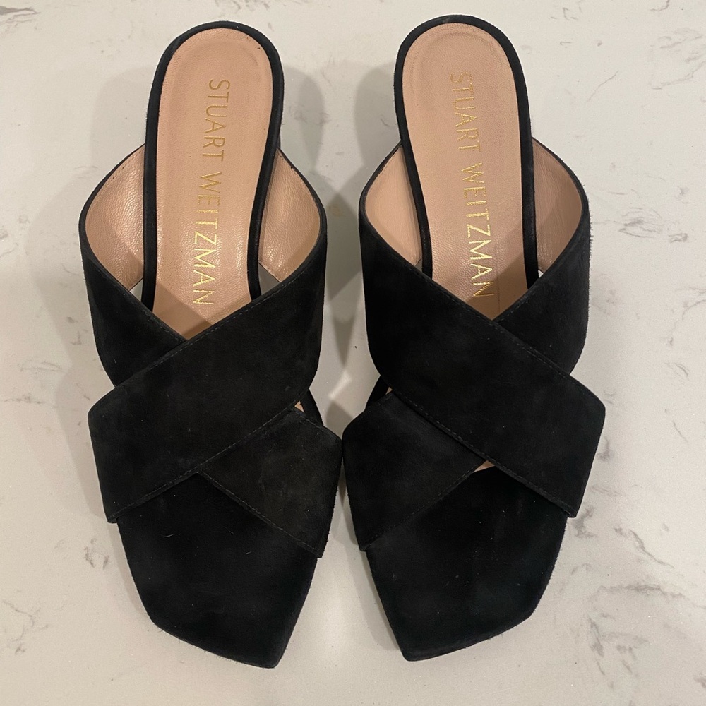 Stuart Weitzman Aletha 50 Black Sandals Size 8